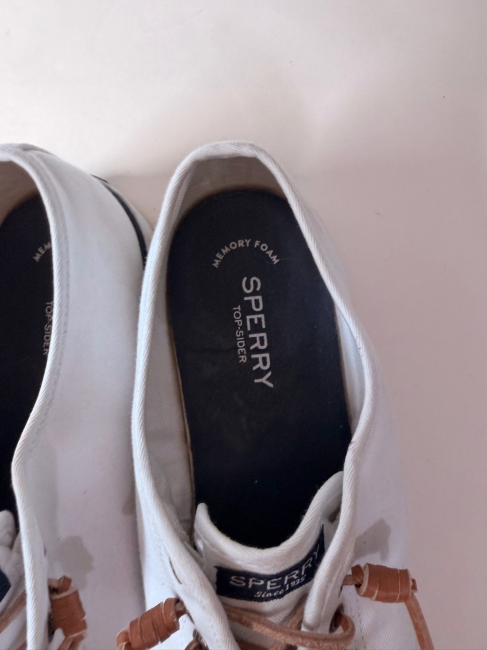 Sperry Pier View White Canvas Sneakers | Memory Foam Comfort Casual Shoes - Picture 4 of 7